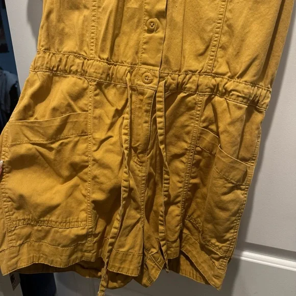 Old Navy Short-Sleeve Button Romper in Mustard - Picture 5 of 6